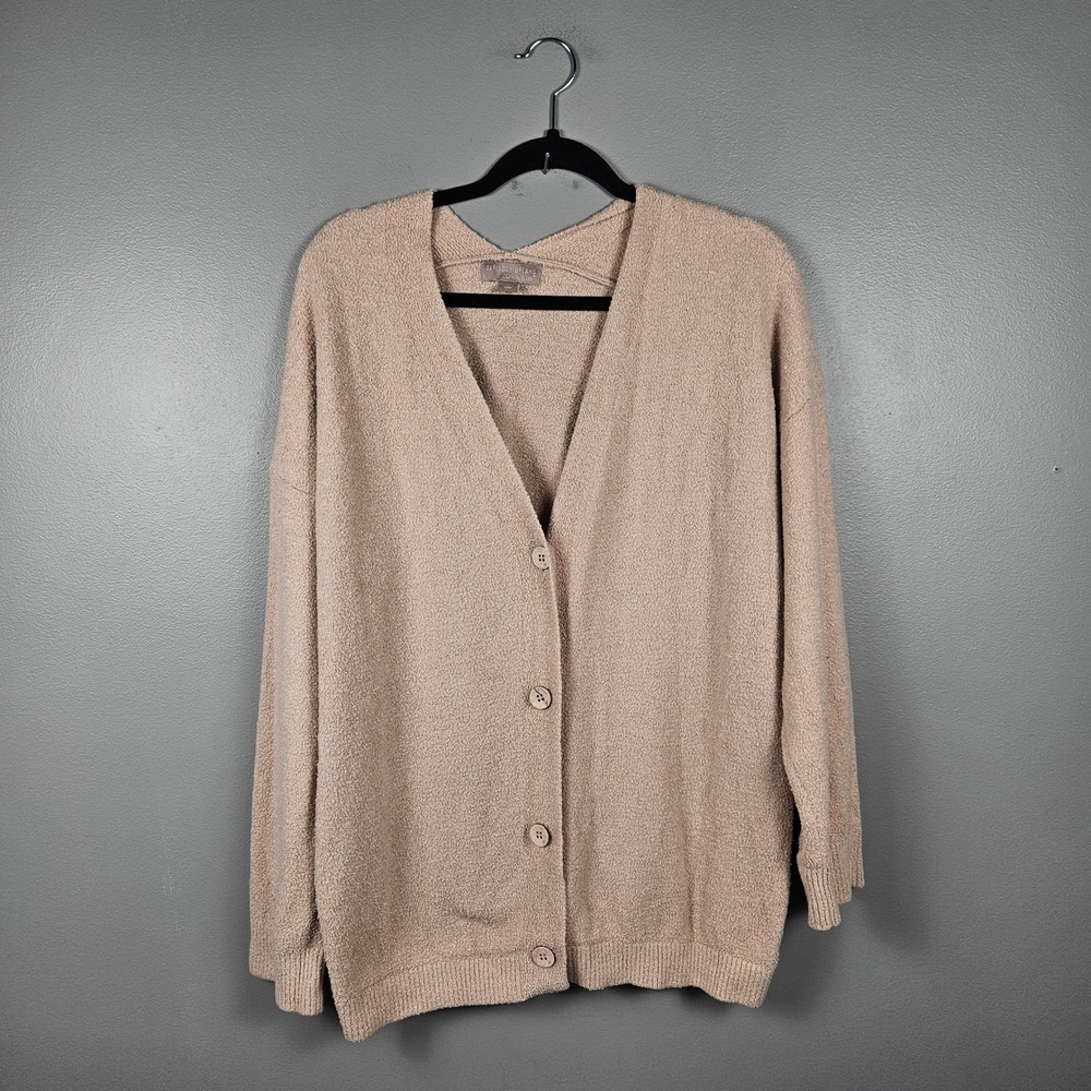 Barefoot Dreams Womens XL CozyChic Lite Button Cardigan Soft Knit Beige Cozy
